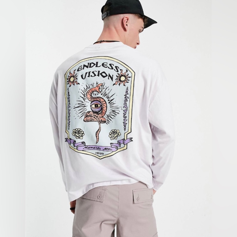 ASOS DESIGN oversized long sleeve t-shirt with logo in dusty lilac